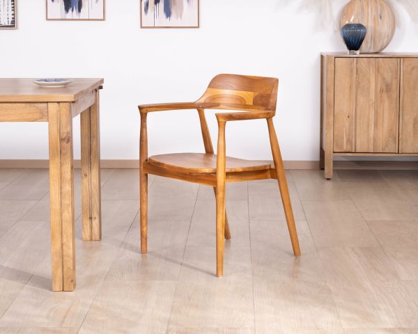 Lot de 2 chaises de repas design rétro “Vicenza” en teck massif