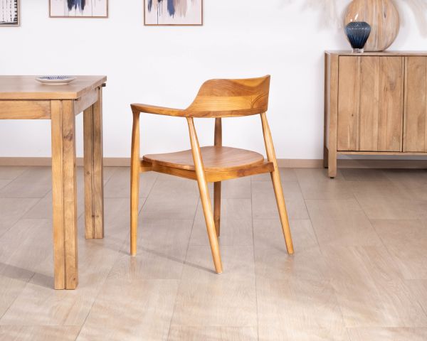 Lot de 2 chaises de repas design rétro “Vicenza” en teck massif
