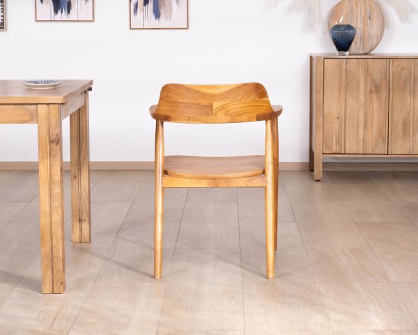 Lot de 2 chaises de repas design rétro “Vicenza” en teck massif