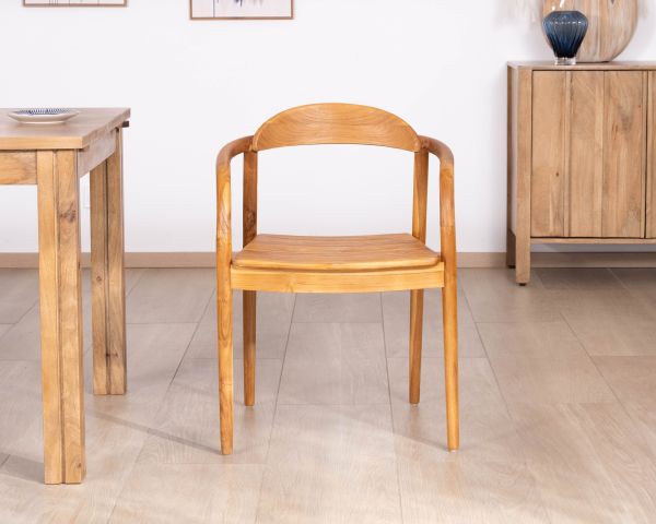 Lot de 2 chaises de repas rétro en teck massif naturel “Rimina”