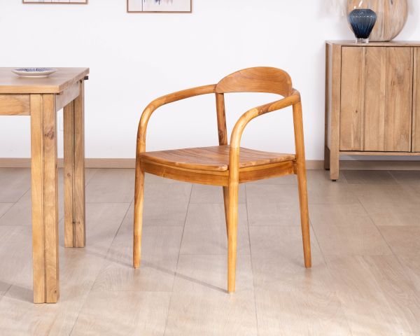 Lot de 2 chaises de repas rétro en teck massif naturel “Rimina”