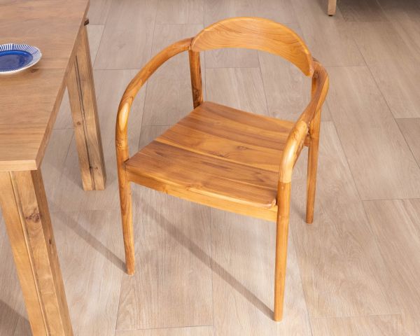 Lot de 2 chaises de repas rétro en teck massif naturel “Rimina”