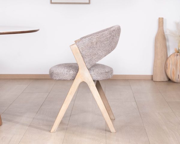 Lot de 2 chaises de salle à manger design organique "Kyara" en tissu grège tramé