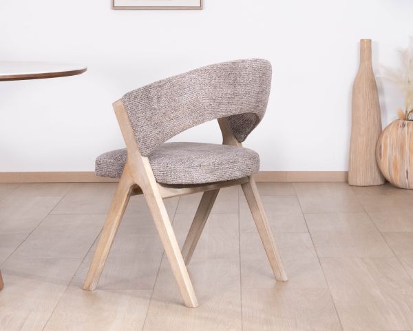 Lot de 2 chaises de salle à manger design organique "Kyara" en tissu grège tramé