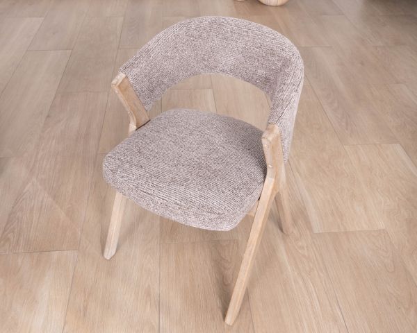 Lot de 2 chaises de salle à manger design organique "Kyara" en tissu grège tramé