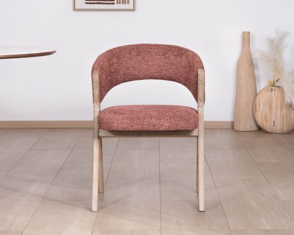 Lot de 2 chaises de salle à manger terre de Sienne "Kyara" style rétro-contemporain