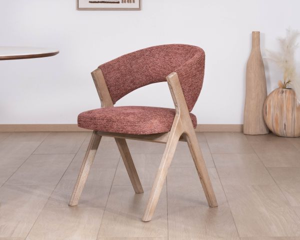 Lot de 2 chaises de salle à manger terre de Sienne "Kyara" style rétro-contemporain