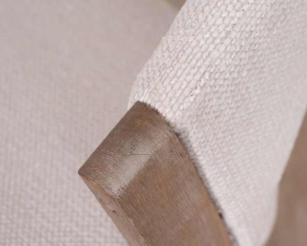 Lot de 2 chaises de salle à manger esprit japandi "Kyara" en tissu écru naturel et bois d'hévéa