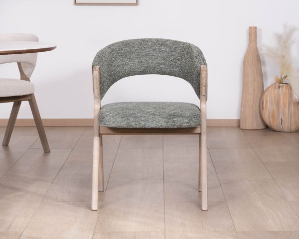 Lot de 2 chaises de salle à manger esprit rétro coloris vert sauge "Kyara" en bois d'hévéa
