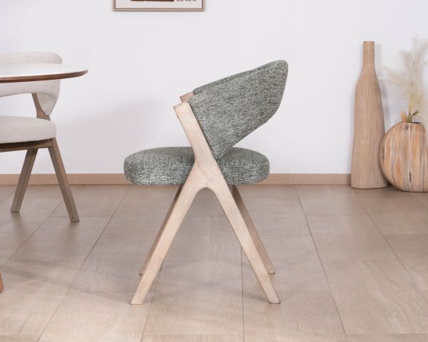 Lot de 2 chaises de salle à manger esprit rétro coloris vert sauge "Kyara" en bois d'hévéa