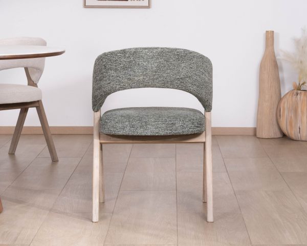 Lot de 2 chaises de salle à manger esprit rétro coloris vert sauge "Kyara" en bois d'hévéa