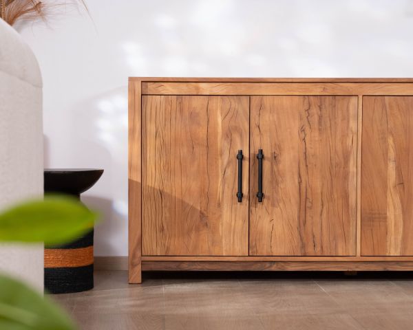 Buffet bas 4 portes 180 cm en bois recyclé "Mokal" esprit maison de campagne