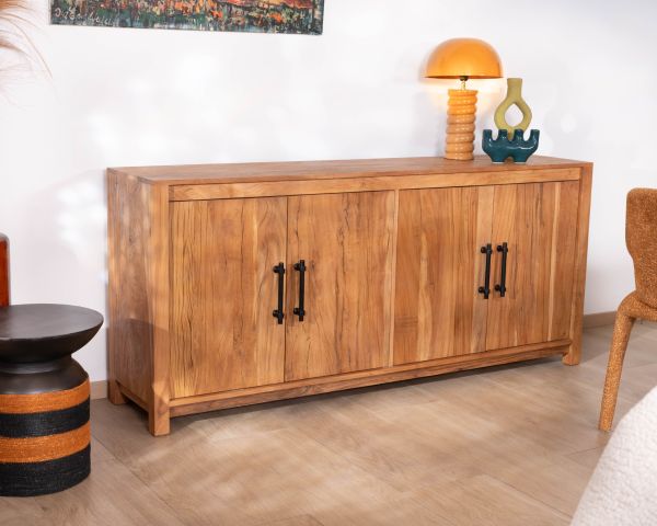 Buffet bas 4 portes 180 cm en bois recyclé "Mokal" esprit maison de campagne