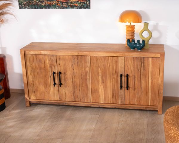 Buffet bas 4 portes 180 cm en bois recyclé "Mokal" esprit maison de campagne