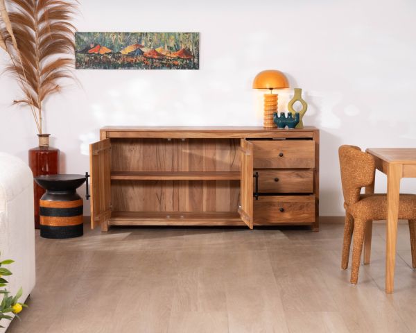 Buffet esprit maison de campagne 170 cm en bois recyclé "Mokal"