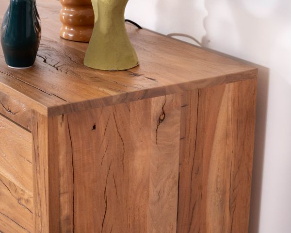 Buffet bas 155 cm esprit maison de campagne en bois recyclé "Mokal"