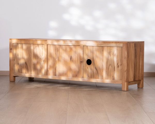 Meuble TV 155 cm esprit maison de campagne en bois recyclé "Mokal"
