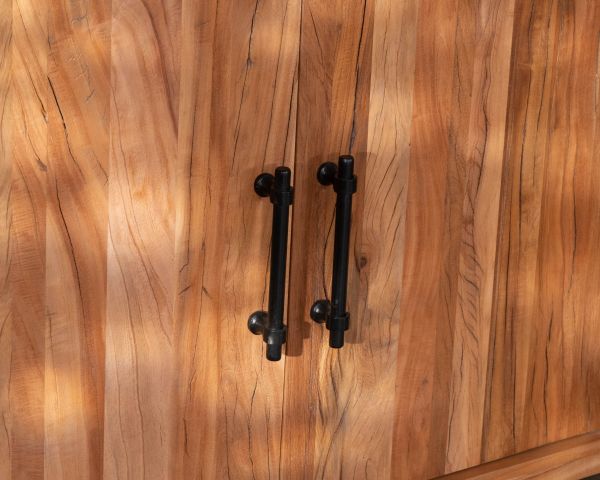 Grand meuble sous vasque double en bois recyclé "Mokal" 150 cm esprit maison de campagne