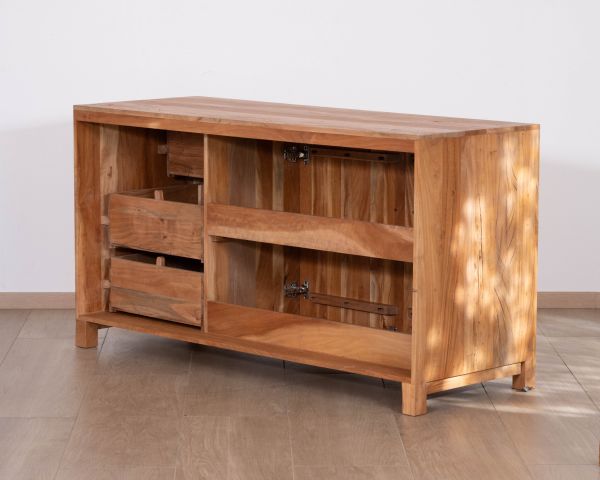 Grand meuble sous vasque double en bois recyclé "Mokal" 150 cm esprit maison de campagne