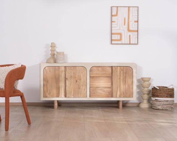 Buffet 170 cm esprit organique aspect béton sablé "Miona"