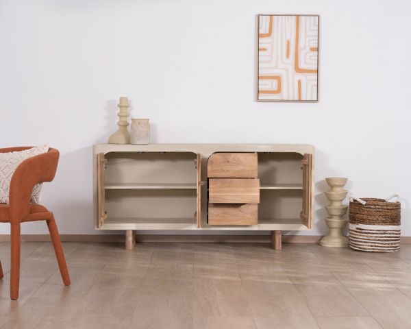 Buffet 170 cm esprit organique aspect béton sablé "Miona"