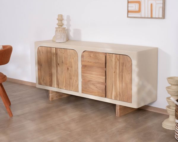 Buffet 170 cm esprit organique aspect béton sablé "Miona"