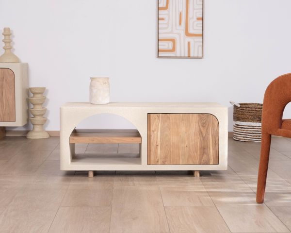 Table basse rectangle avec niche design esprit organique "Miona"