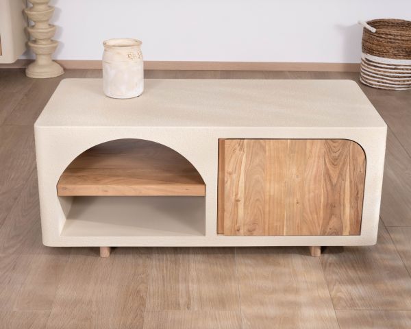 Table basse rectangle avec niche design esprit organique "Miona"