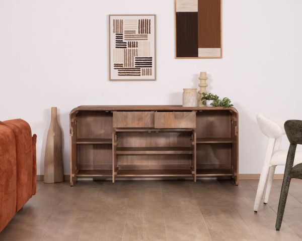 Buffet néo-vintage en manguier massif 170 cm "Spelano" 4 portes et 2 tiroirs