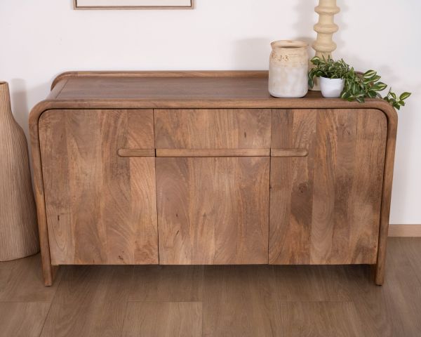 Buffet style néo-vintage 3 portes en manguier massif "Spelano" 140 cm