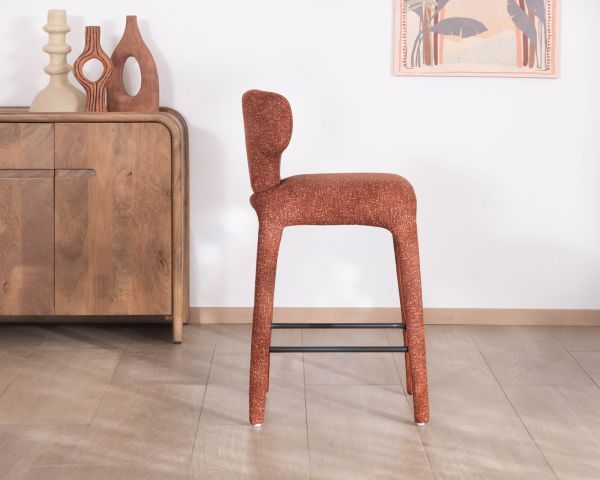 Lot de 2 chaises mi-hauteur en tissu chiné terracotta "Milano" revêtement intégral
