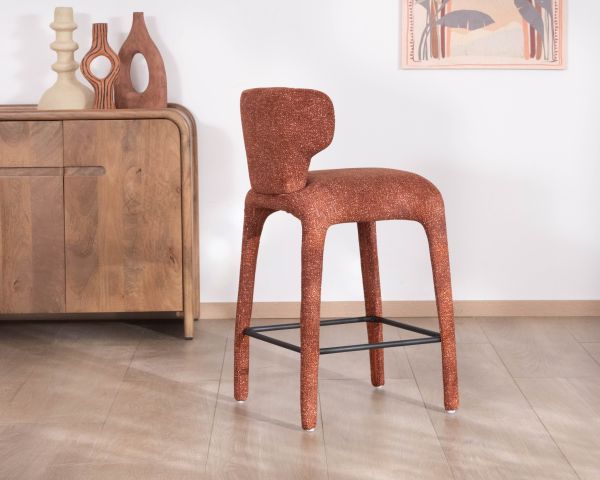 Lot de 2 chaises mi-hauteur en tissu chiné terracotta "Milano" revêtement intégral