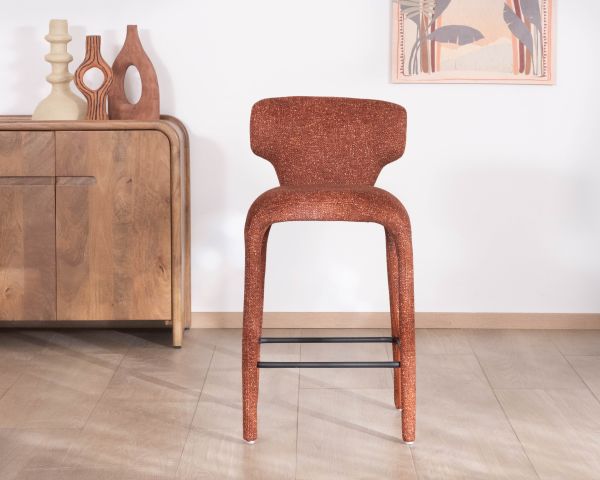 Lot de 2 chaises mi-hauteur en tissu chiné terracotta "Milano" revêtement intégral