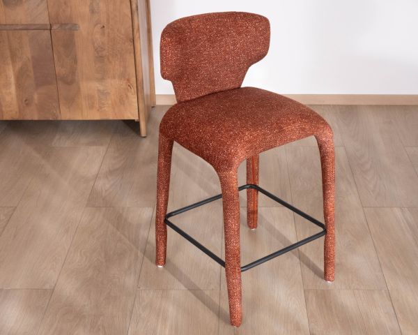 Lot de 2 chaises mi-hauteur en tissu chiné terracotta "Milano" revêtement intégral
