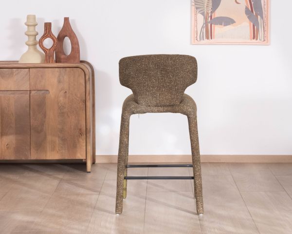 Lot de 2 chaises d’îlot contemporaines en tissu chiné vert kaki "Milano" revêtement intégral