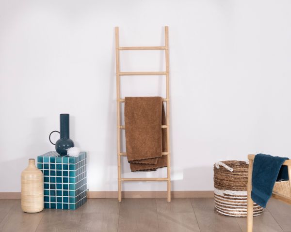 Échelle porte-serviettes en rotin naturel "Solira" 150 cm style épuré