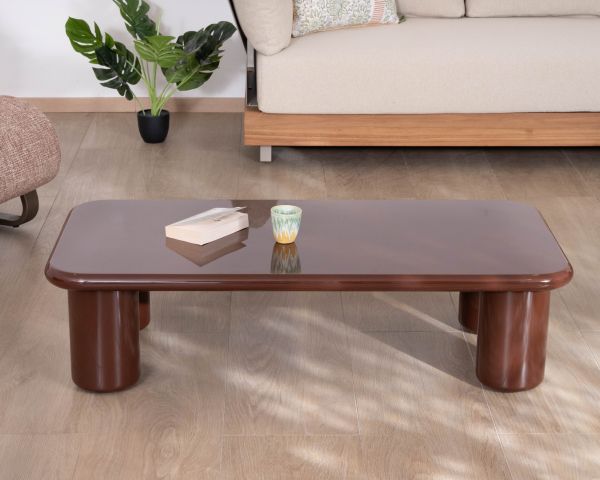 Table basse rectangulaire "Cyléa" finition laquée brun chocolat
