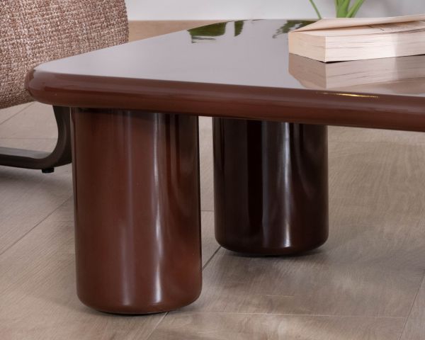 Table basse rectangulaire "Cyléa" finition laquée brun chocolat
