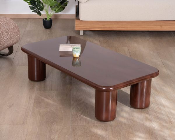 Table basse rectangulaire "Cyléa" finition laquée brun chocolat