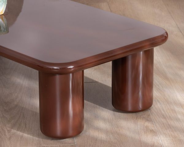 Table basse rectangulaire "Cyléa" finition laquée brun chocolat