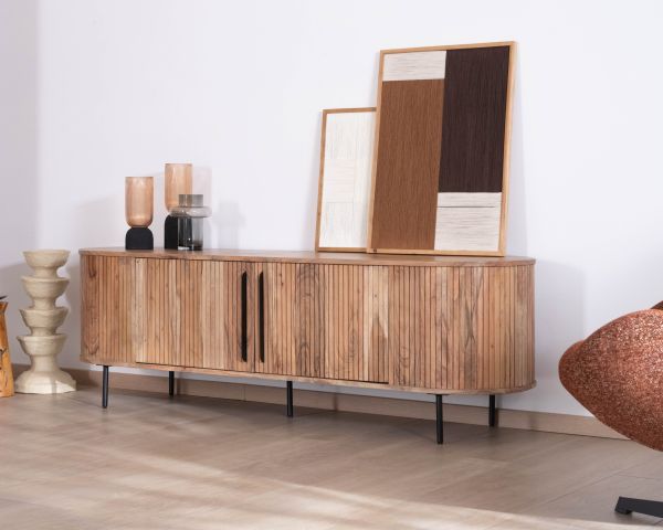 Meuble télé esprit rétro en acacia "Bopee" 175 cm