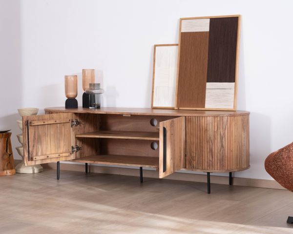 Meuble télé esprit rétro en acacia "Bopee" 175 cm