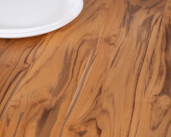 Table de repas contemporaine en bois 200 cm "Olonie" pieds croisés en métal