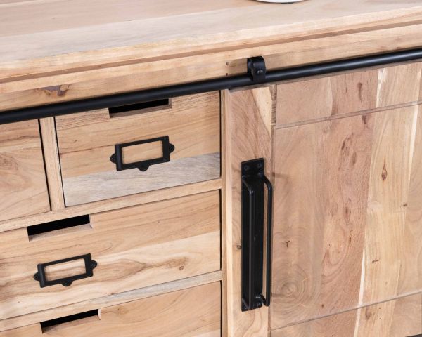 Buffet de salle à manger industriel en métal et bois 190 cm "Montréal"