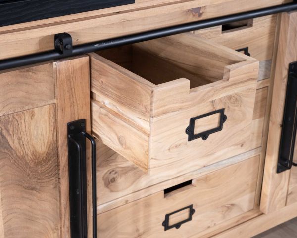 Buffet de salle à manger industriel en métal et bois 190 cm "Montréal"