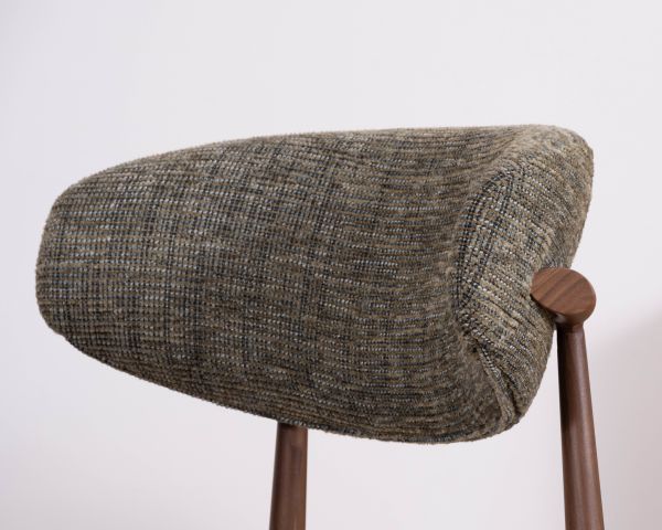 Lot de 2 chaises de repas esprit rétro en tissu tramé kaki "Arpège" pieds aspect noyer