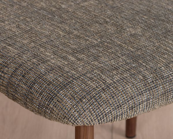 Lot de 2 chaises de repas esprit rétro en tissu tramé kaki "Arpège" pieds aspect noyer