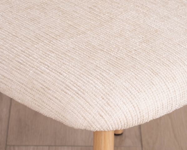 Lot de 2 chaises de repas scandinaves en tissu tramé blanc cassé "Arpège" pieds métal aspect bois clair