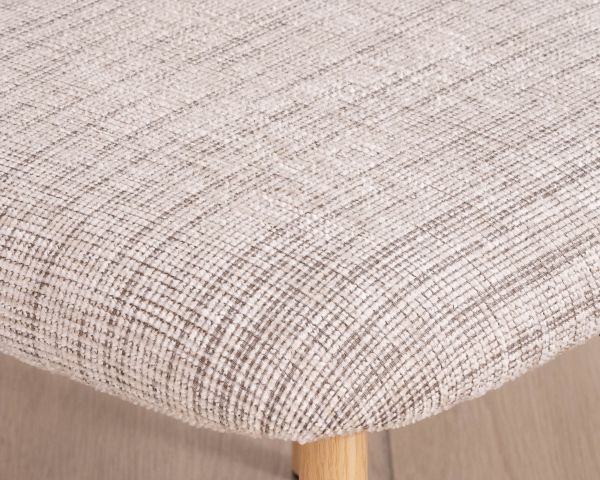 Lot de 2 chaises de repas esprit rétro en tissu beige tramé marron "Arpège" pieds métal aspect bois clair