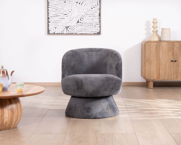 Chauffeuse pivotante 360° en tissu chenillé gris "Ladoga"